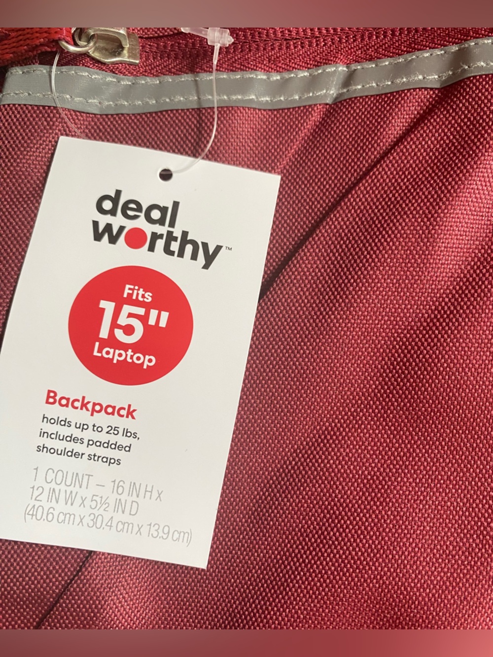 Dealworthy Target Burgundy/Red Backpack Holds up to 15” Laptop NWT - Picture 4 of 5